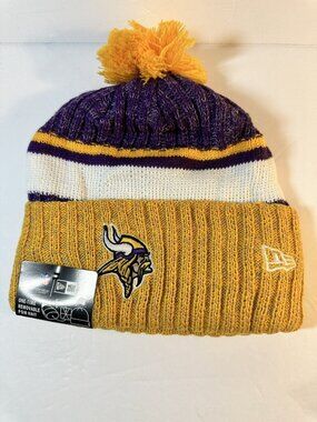 NFL Minnesota Vikings New Era Winter Knit Hat Beanie Fleece Lined One Size NWT.